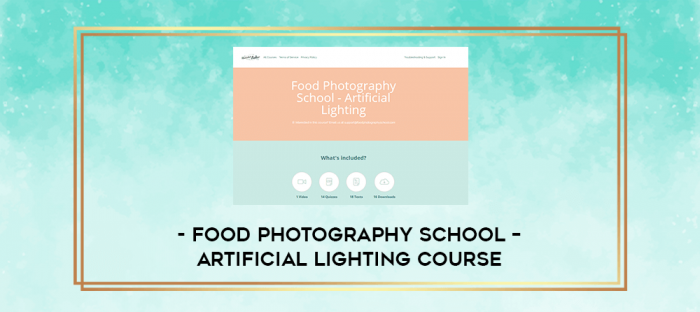 Food Photography School - Artificial Lighting Course digital courses